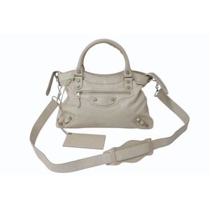 BALENCIAGA The Giant Town One Shoulder Hobo handbag Beige Tan leather